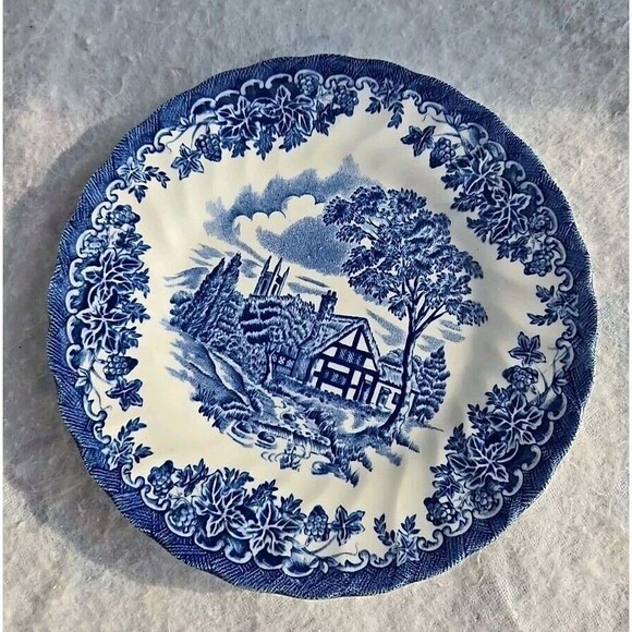 Churchill Brook Blue White Saucer Fine China Plate 6.75" Decorative Round Beauty - Picture 5 of 6